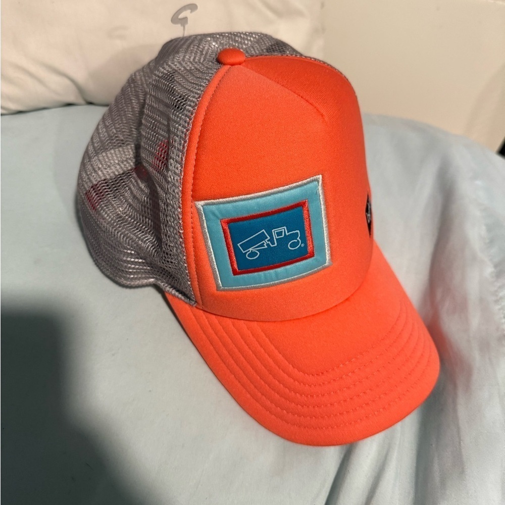 Orange and Gray Trucker Hat with Mesh Back